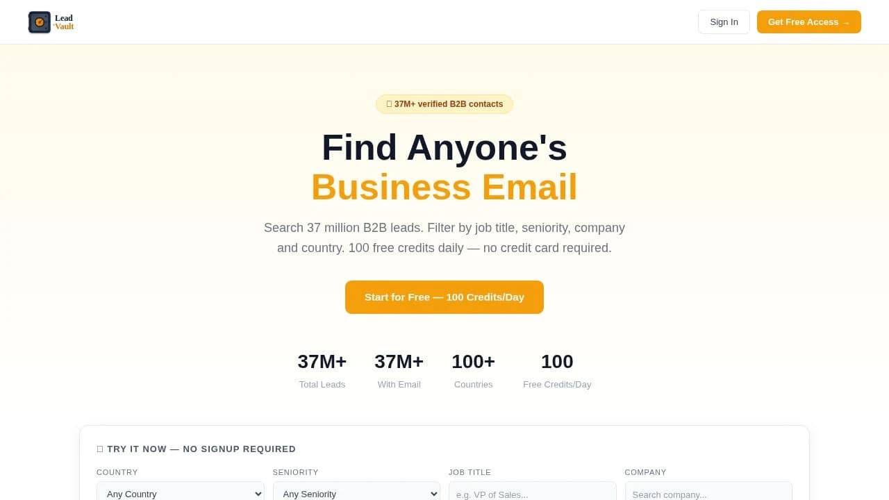 LeadVault website preview