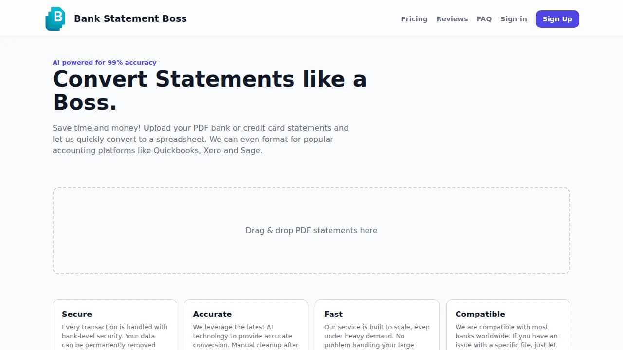 Bank Statement Boss website preview