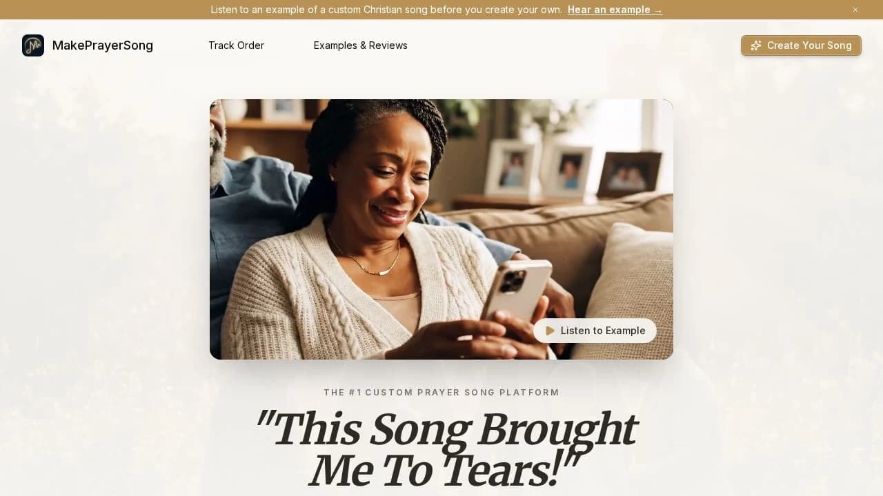 Make Prayer Song website preview