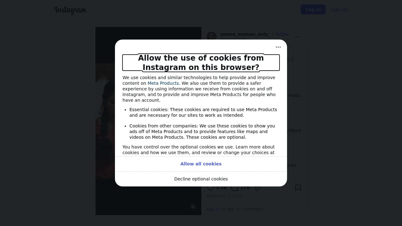 Instagram website preview