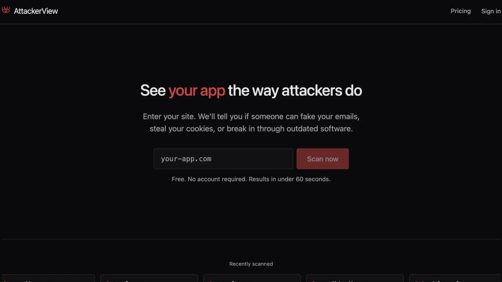 AttackerView website preview
