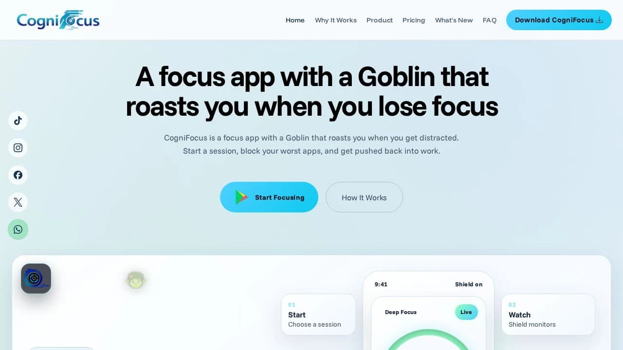 CogniFocus: Focus Timer Buddy website preview