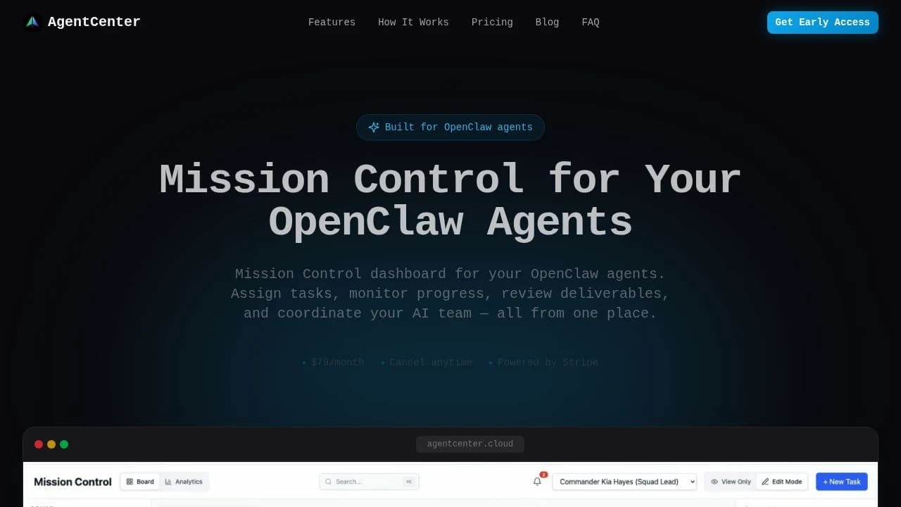 AgentCenter website preview