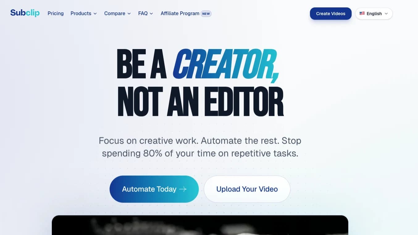 Subclip website preview