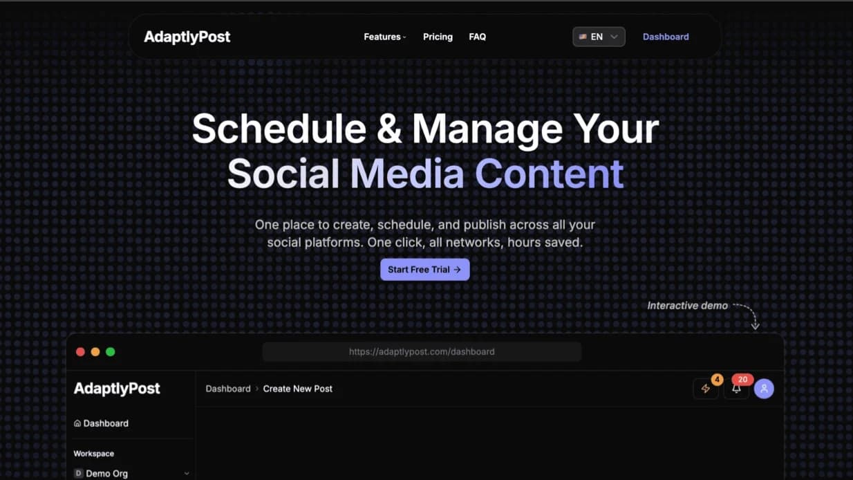 AdaptlyPost website preview