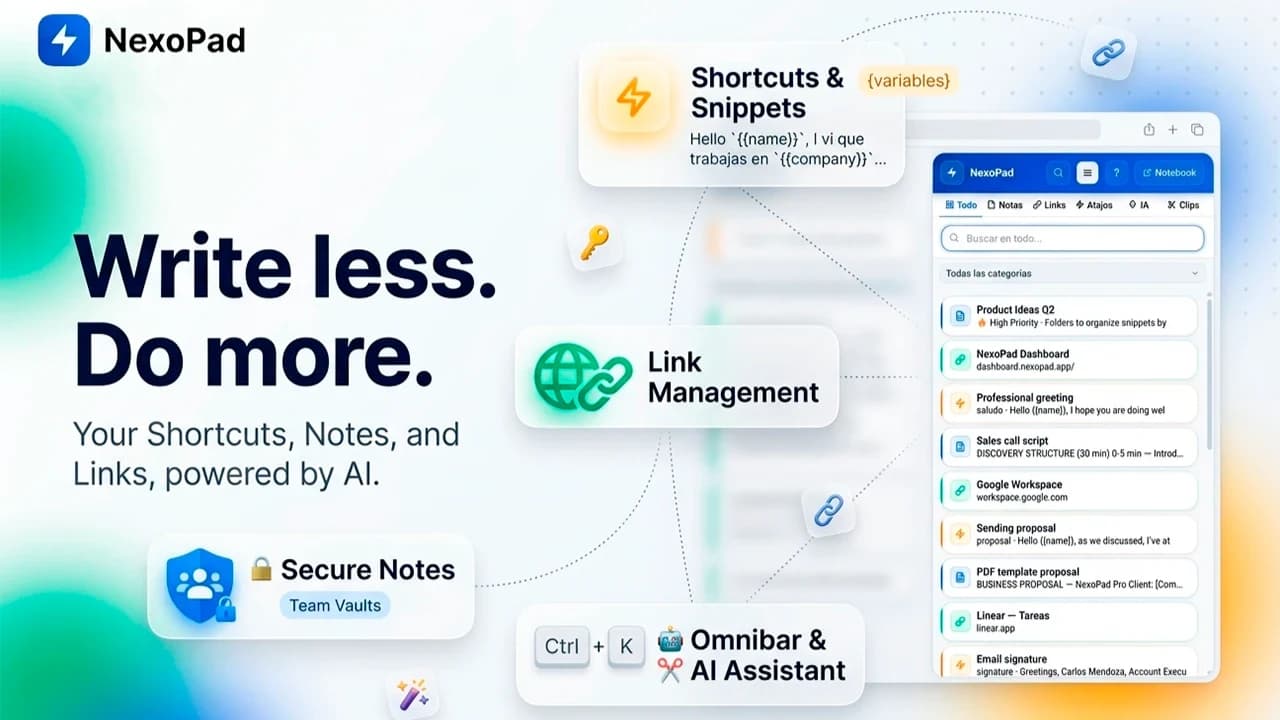 NexoPad: AI Text Expander website preview