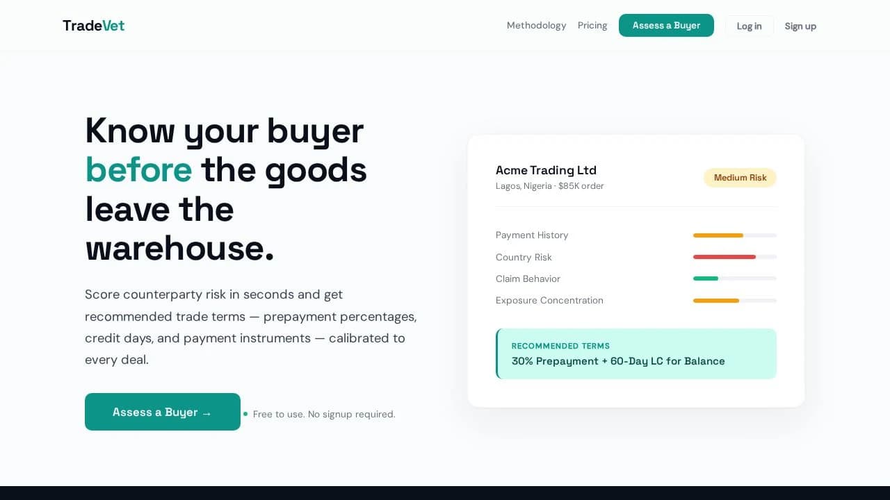TradeVet website preview