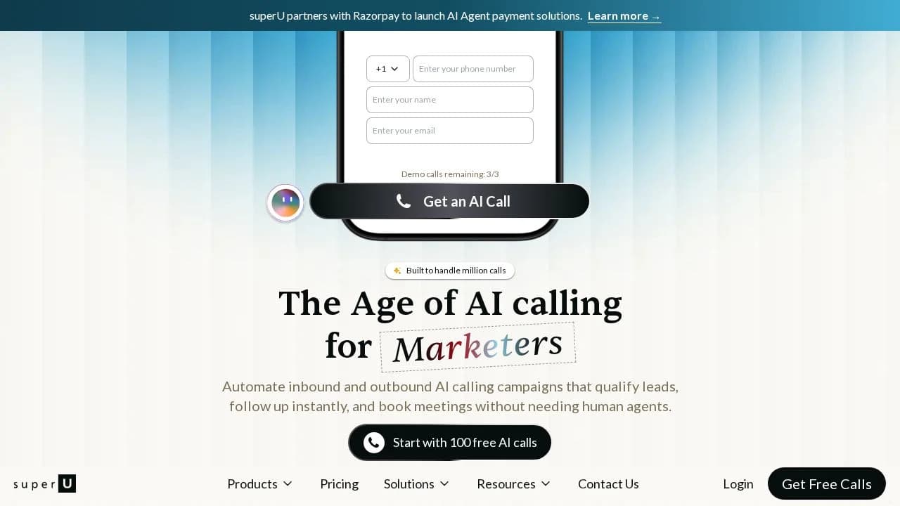 superU AI website preview