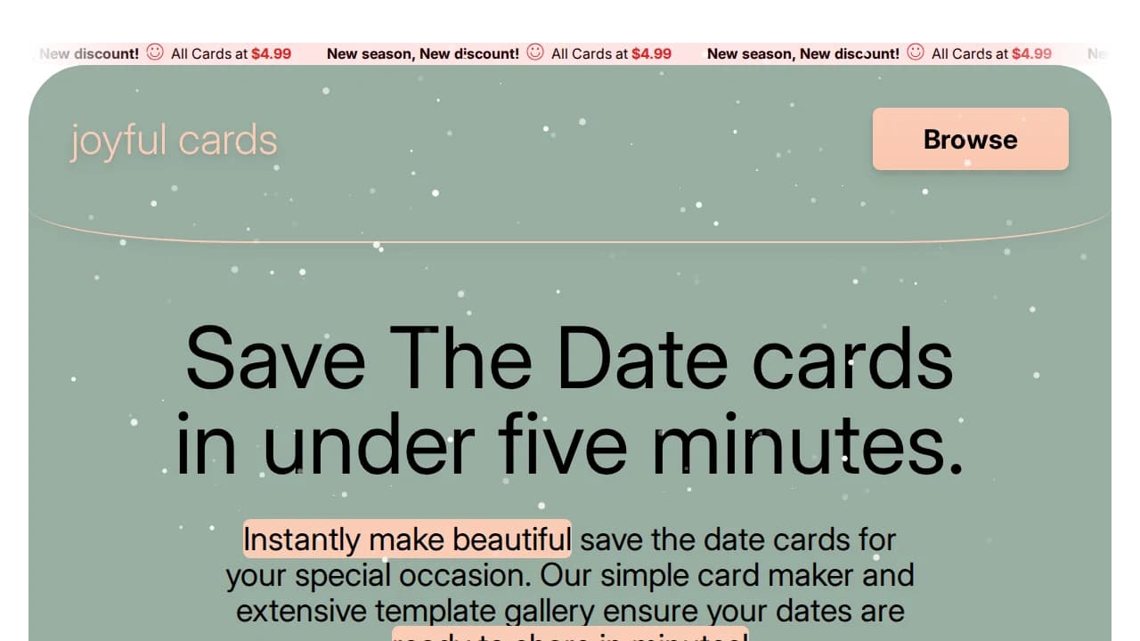 joyfulcards.me website preview