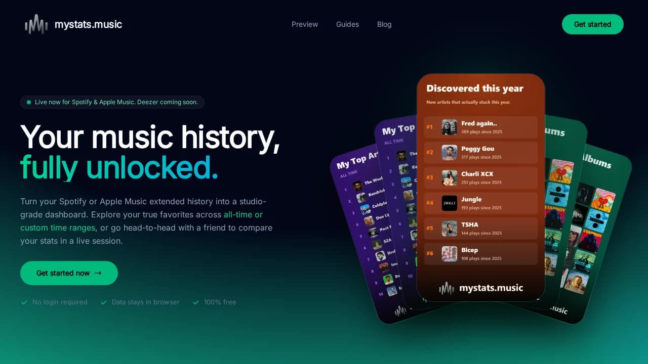 mystats.music website preview
