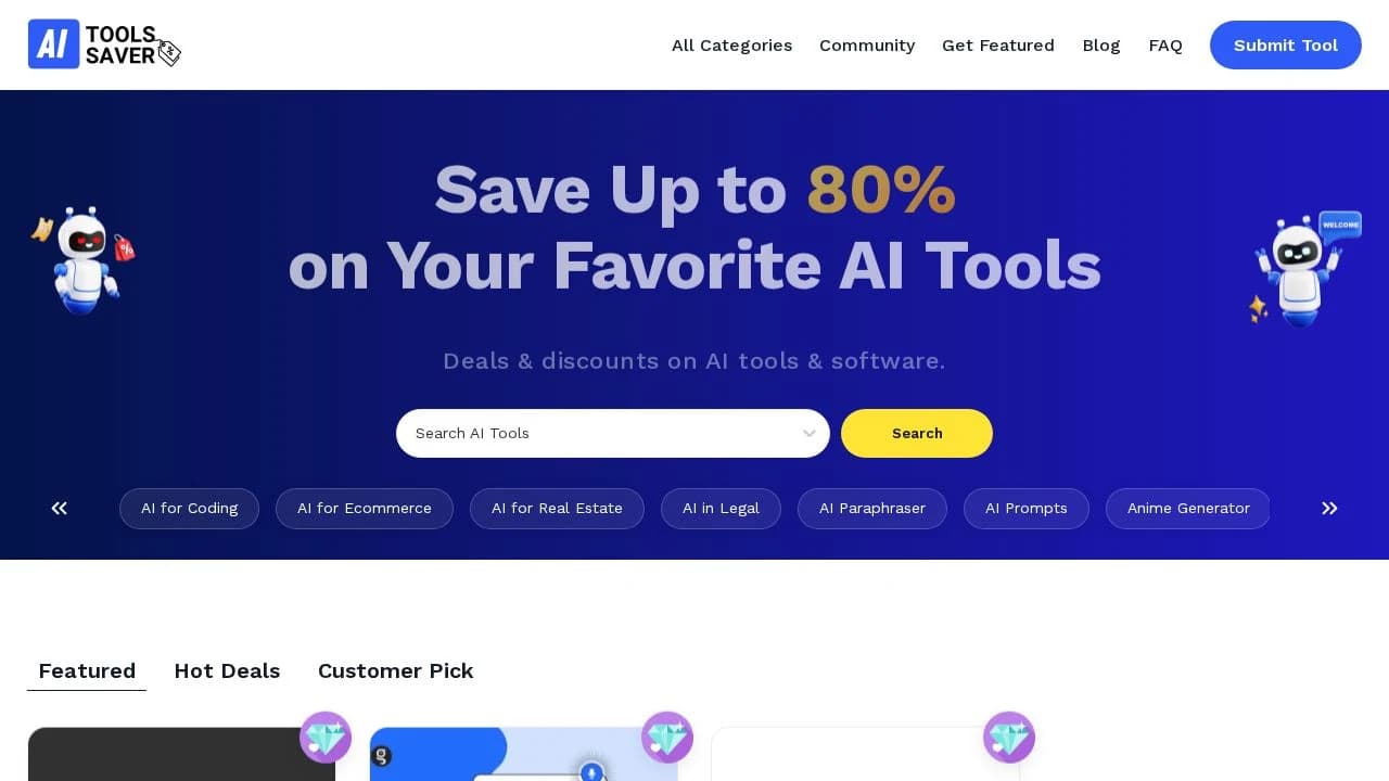 AI Tools Save website preview