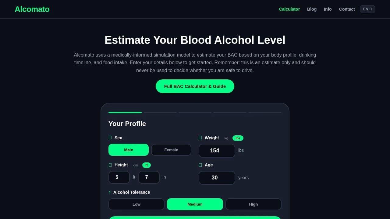 An BAC Calculator preview