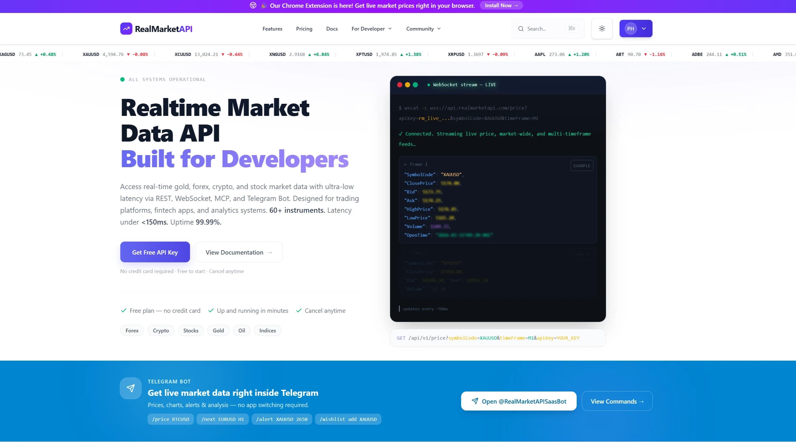 RealMarketAPI website preview