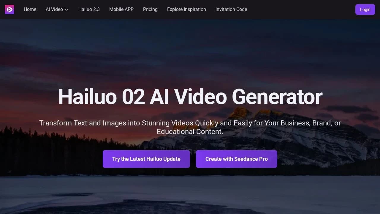 Hailuo 02 AI website preview