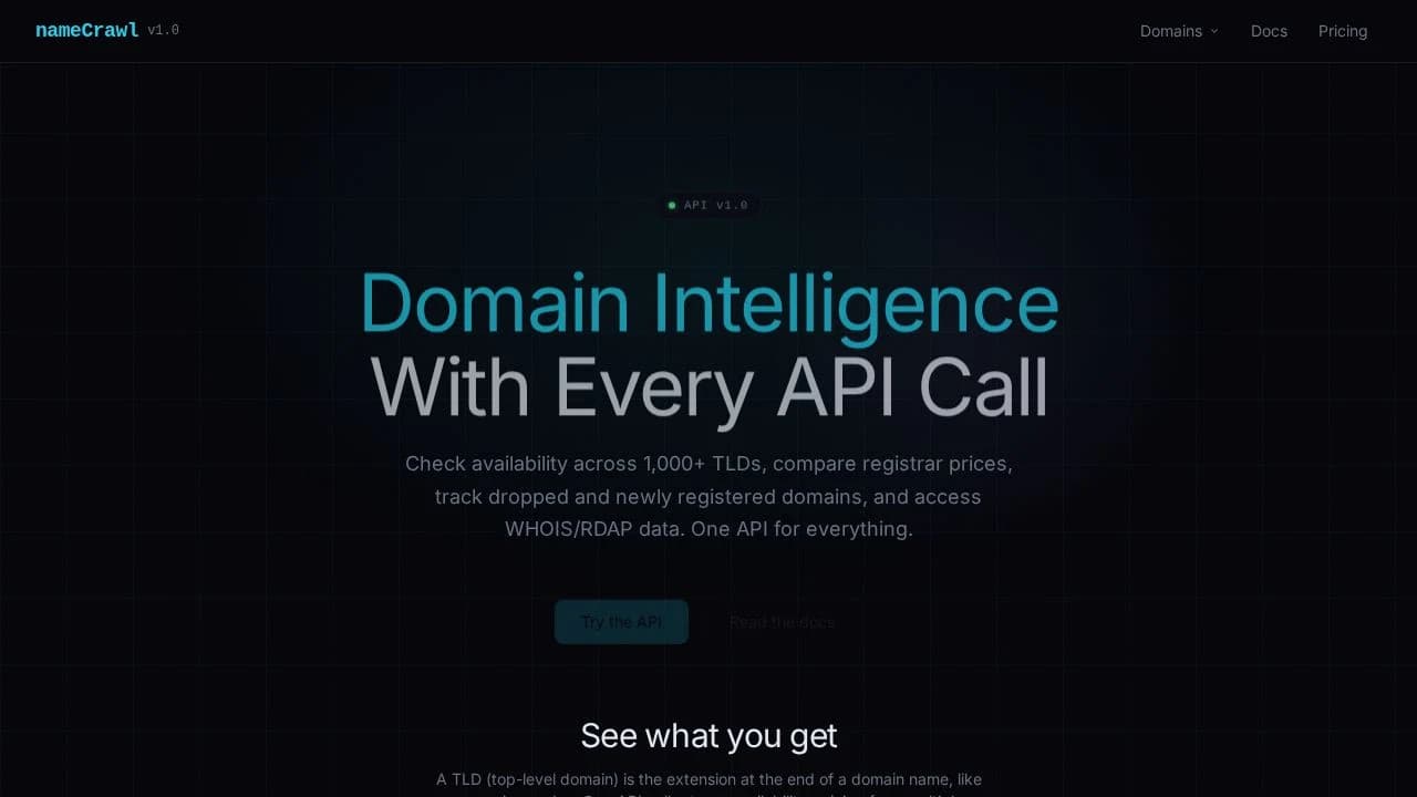 nameCrawl website preview