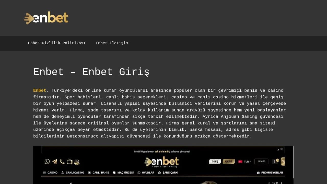 Enbet website preview