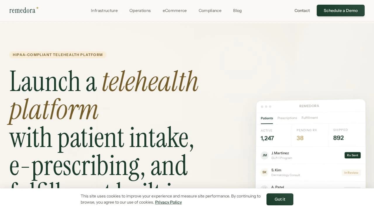 Remedora website preview