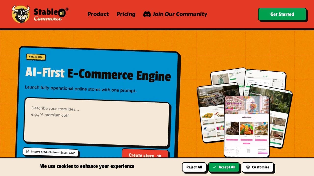 Stable Commerce website preview