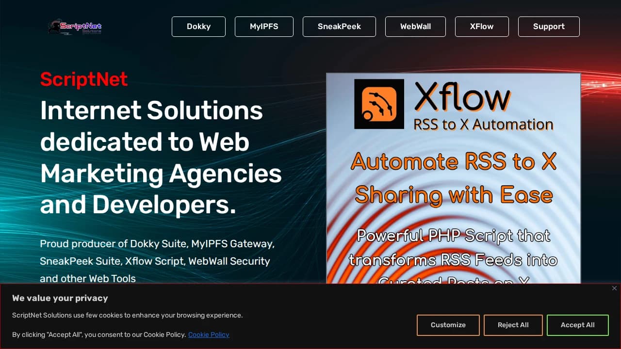 Scriptnet website preview