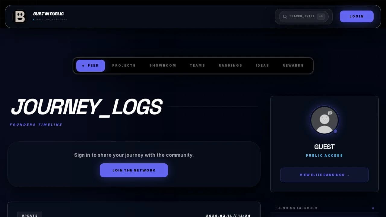 Built In Public website preview