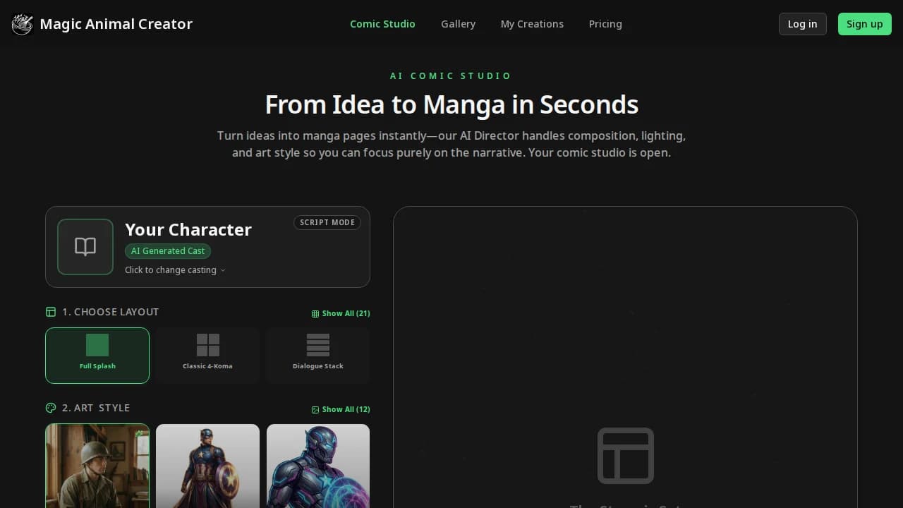 Magic Animal Creator website preview