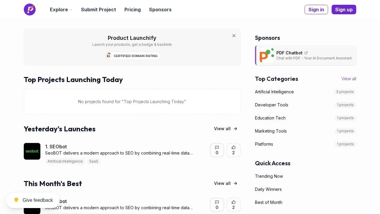 Productlaunchify website preview