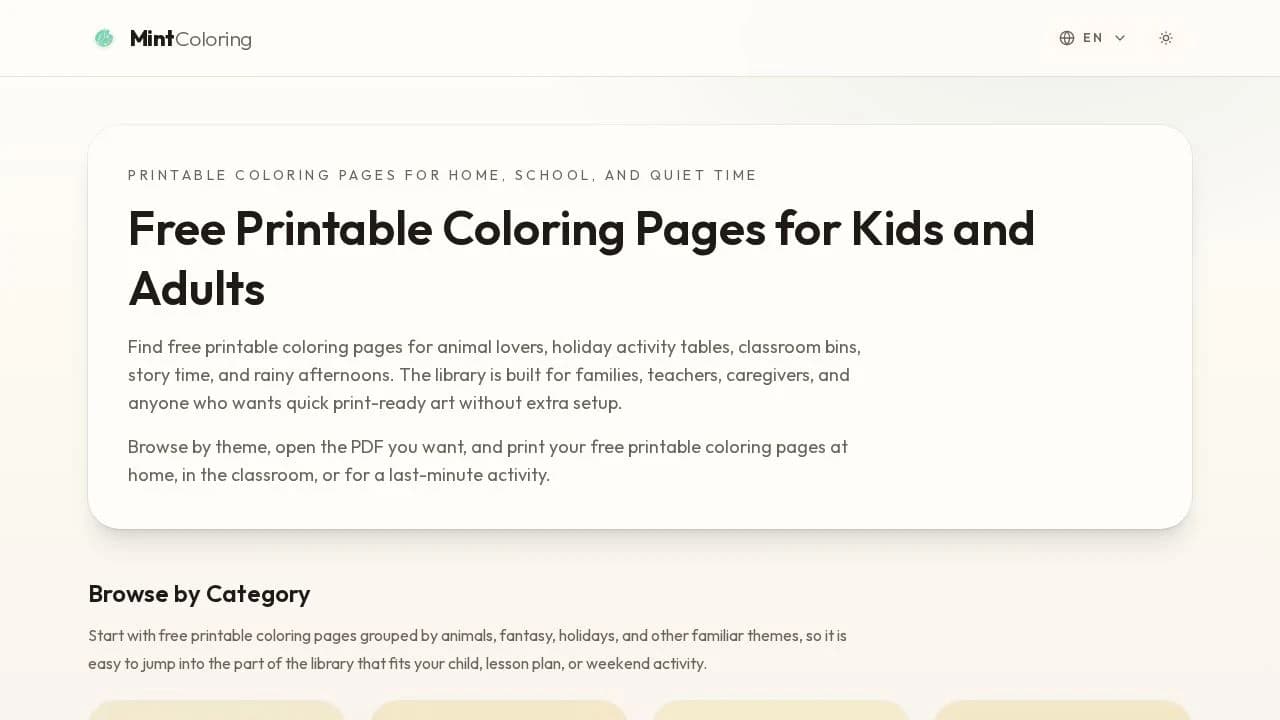 MintColoring website preview
