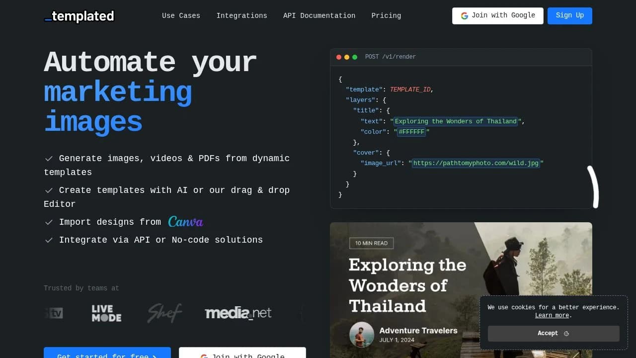 Templated website preview