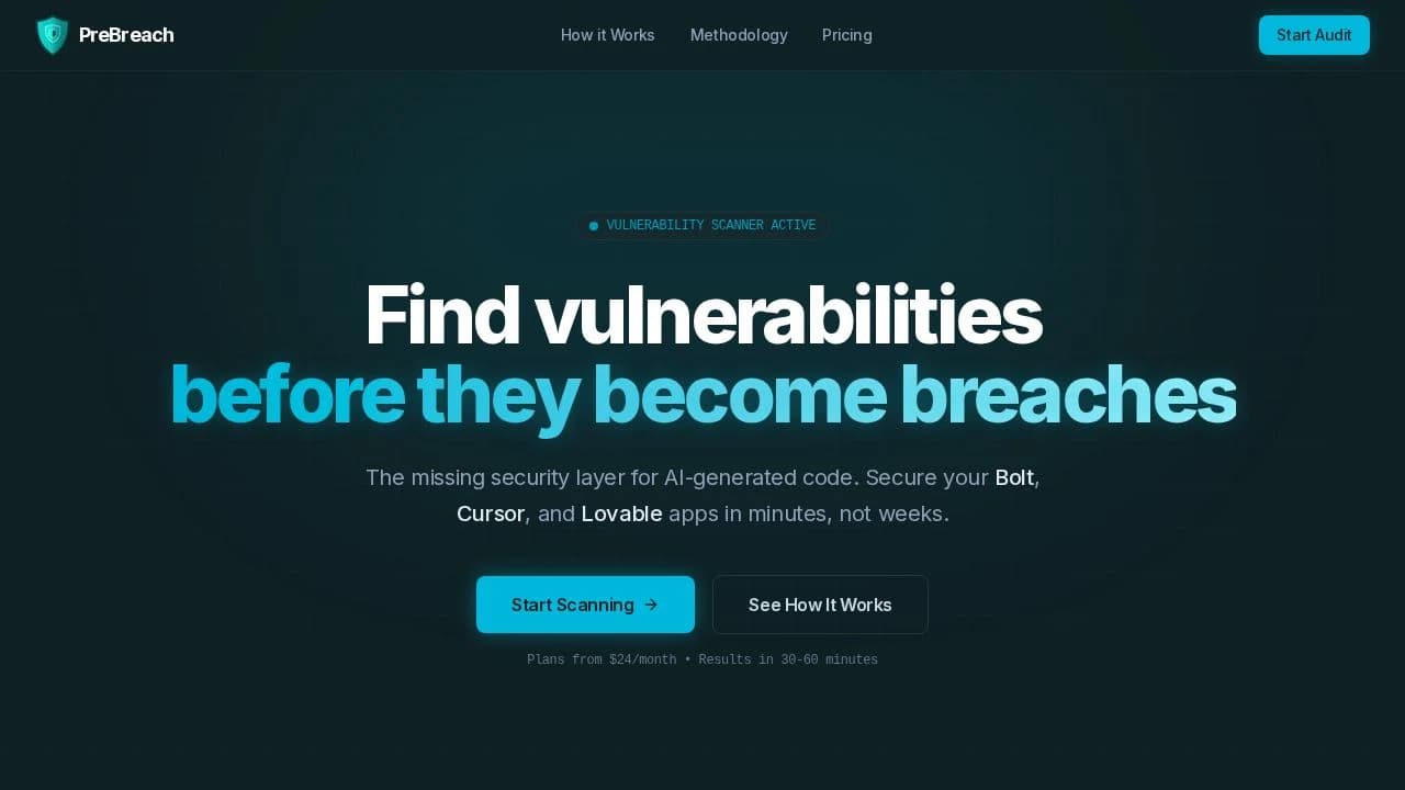 PreBreach website preview