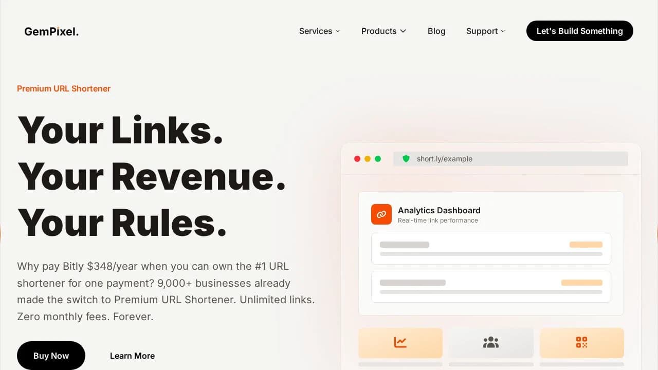 Premium URL Shortener website preview