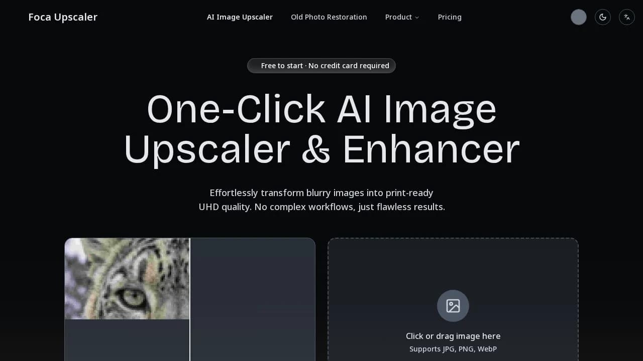 Foca Upscaler website preview