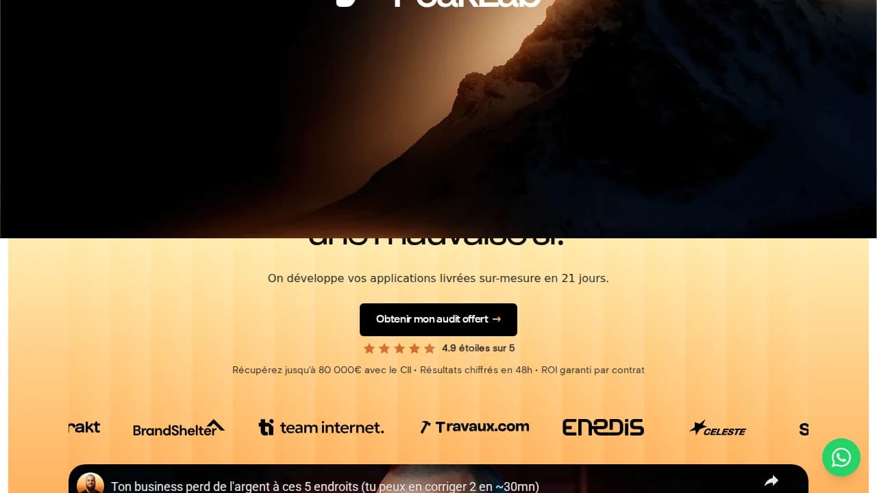 peaklab.fr website preview