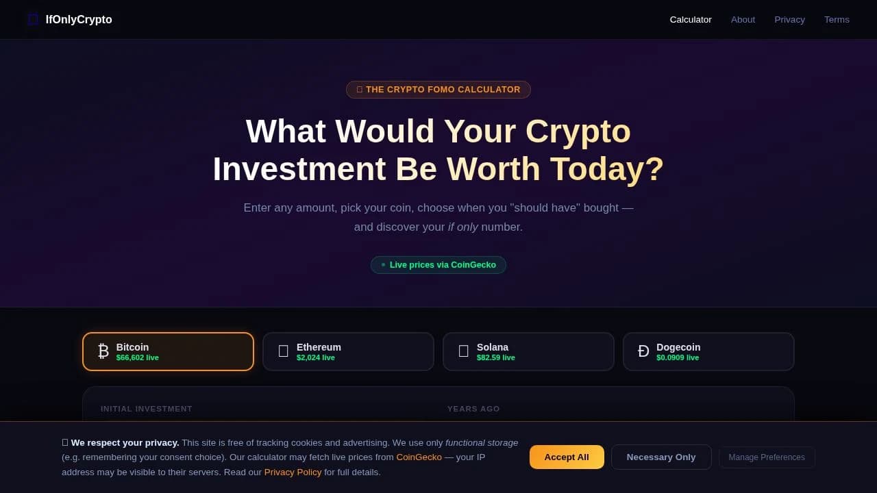 Crypto Calculator website preview
