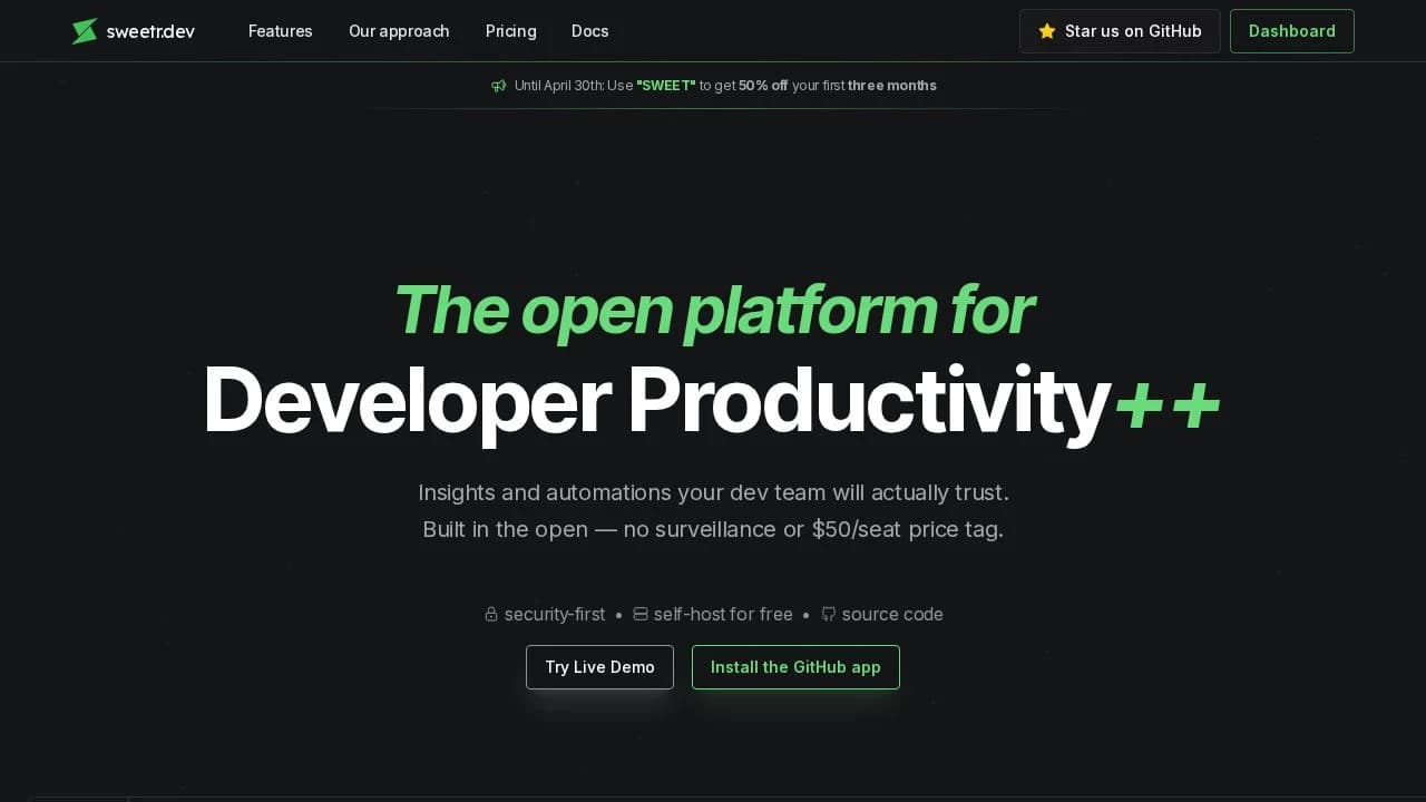 Sweetr website preview