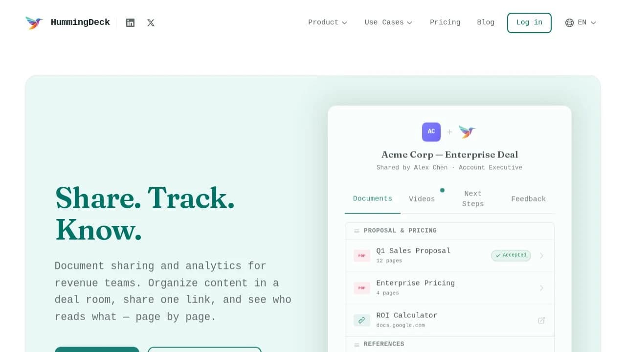 HummingDeck website preview