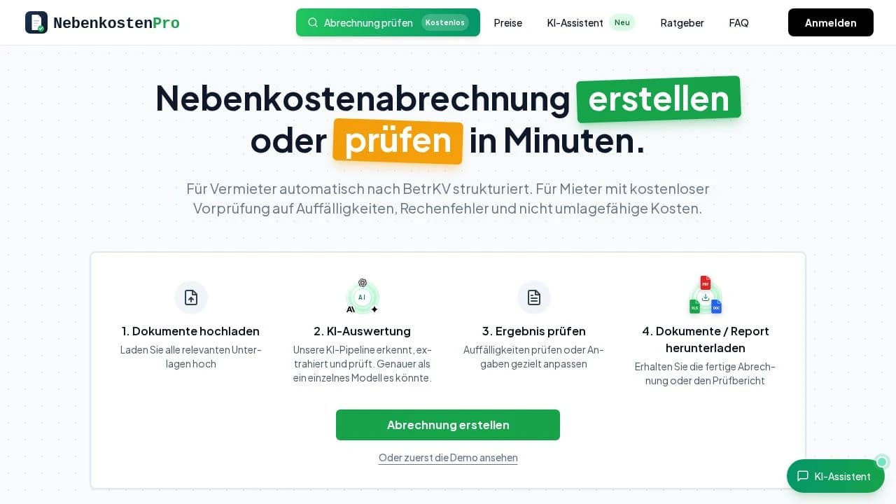 NebenkostenPro website preview