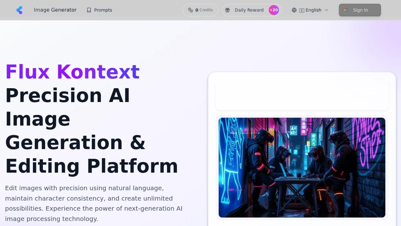 Flux Kontext AI website preview