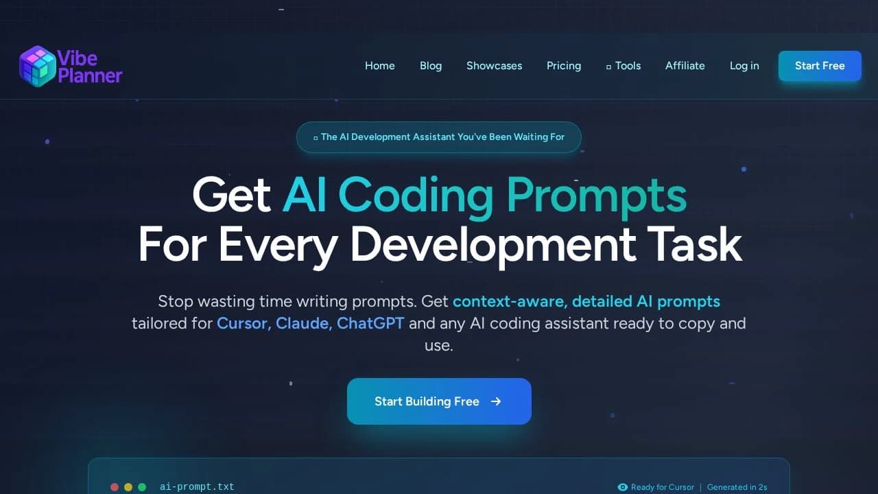 Vibe Code Planner website preview