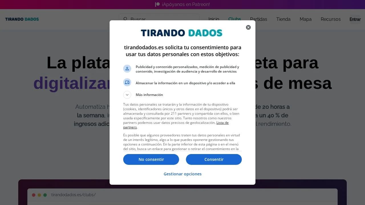 Tirandodados Clubs website preview