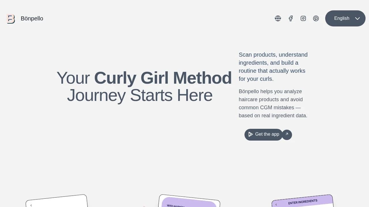 Bönpello App website preview