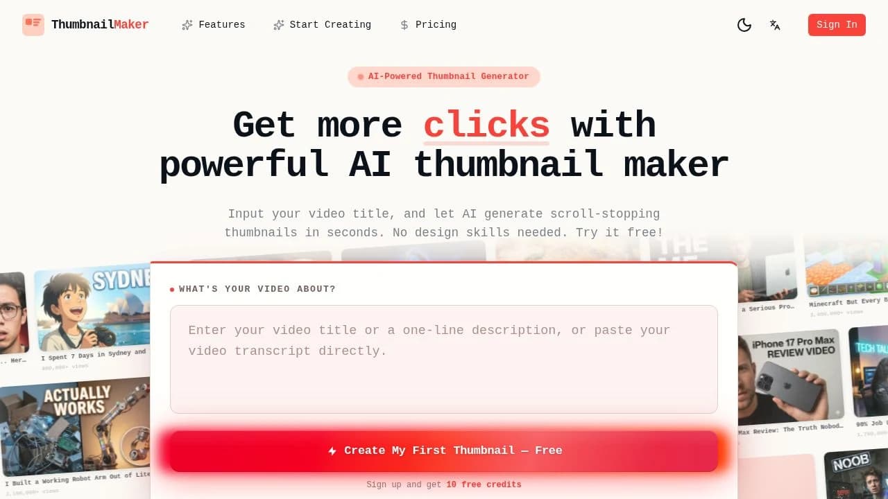 ThumbnailMaker website preview