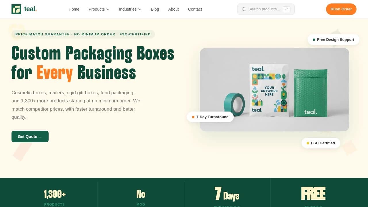 Teal Packaging - Green Tech example screenshot