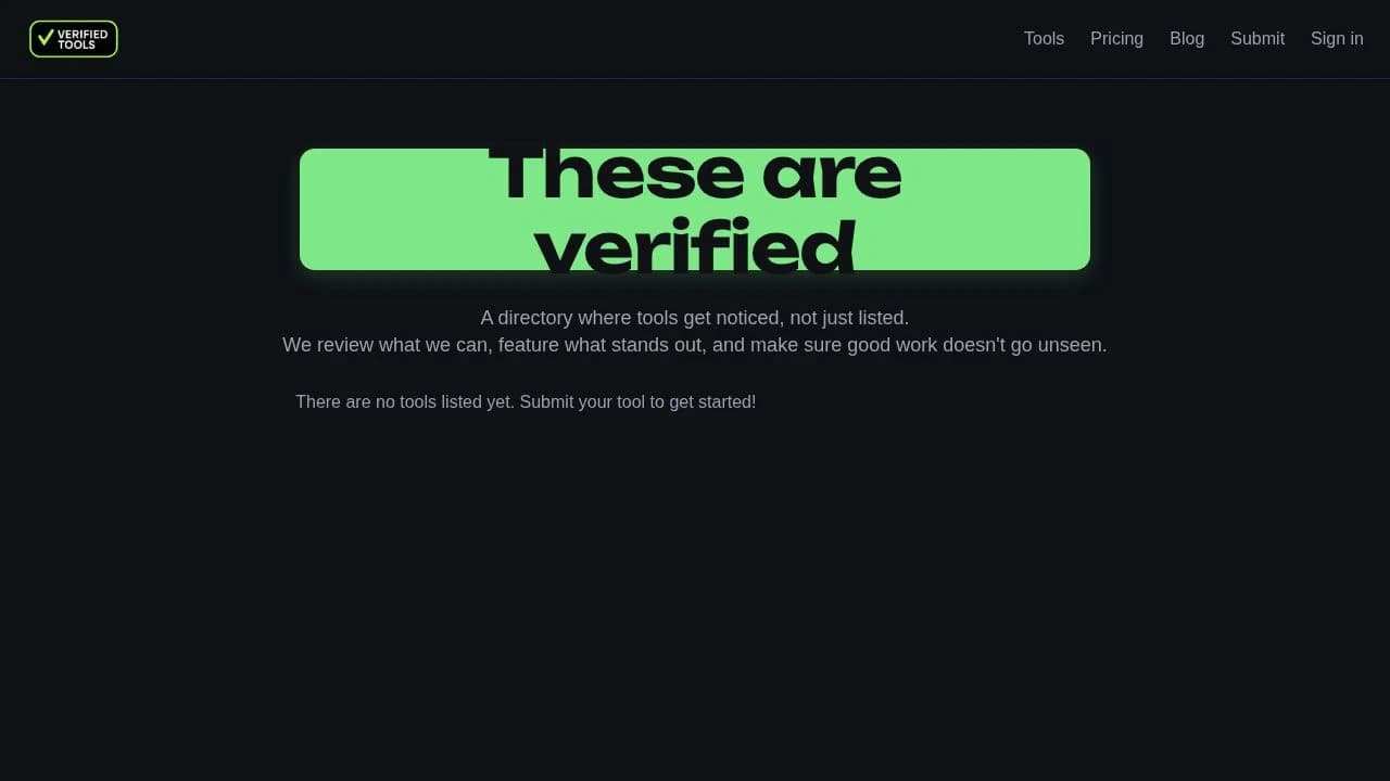 Verified Tools website preview