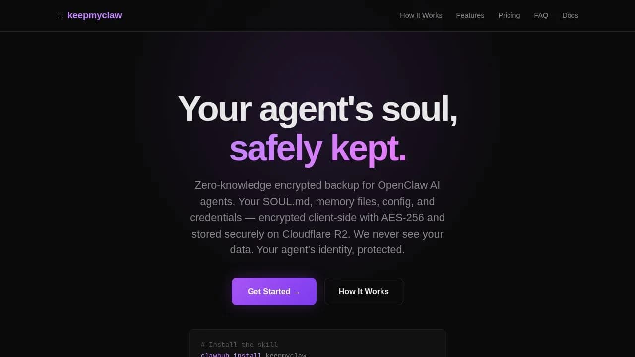 Keep My Claw website preview