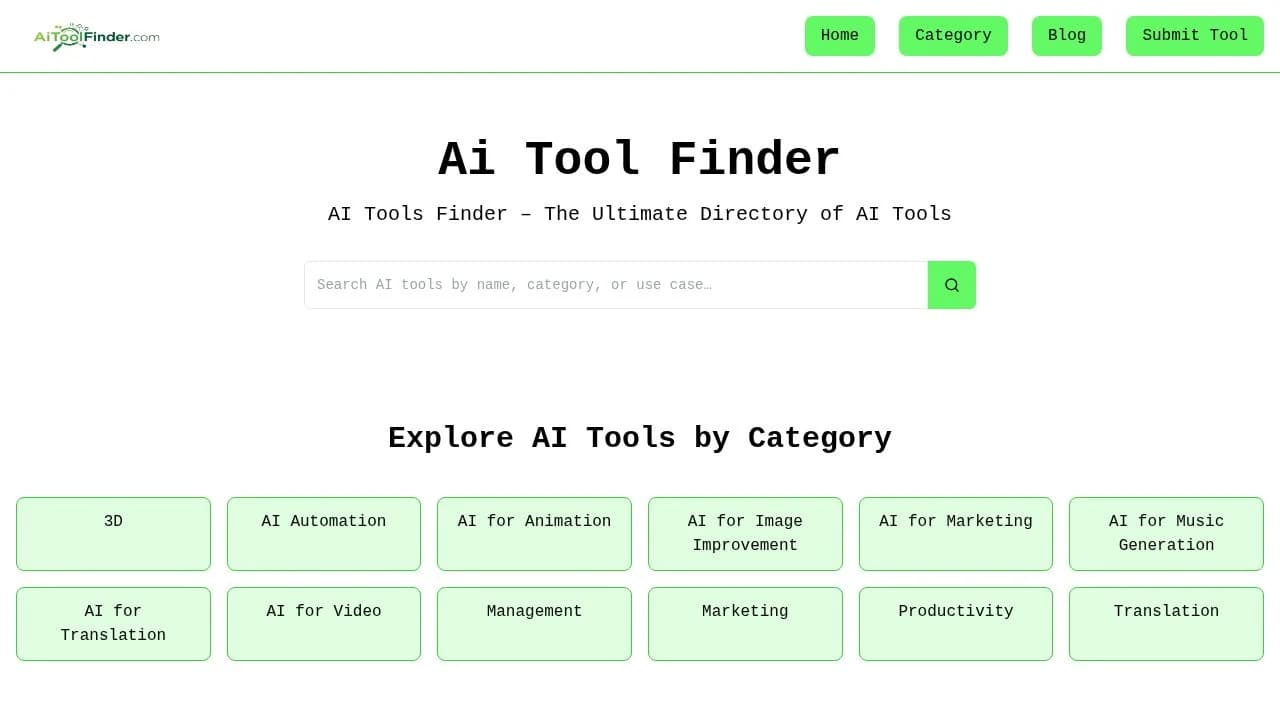 AI Tool Finder website preview