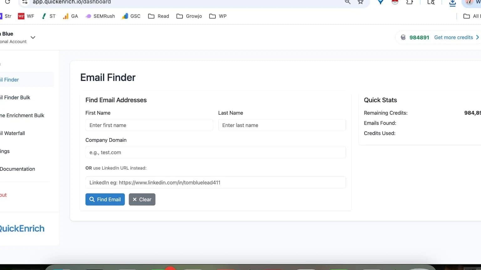 QuickEnrich website preview