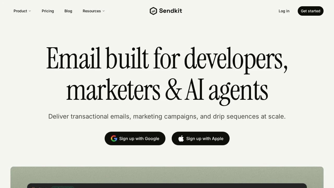 Sendkit website preview