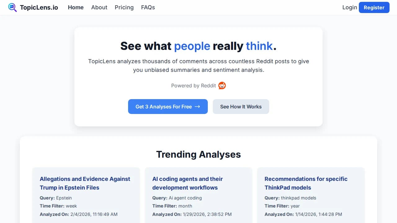 TopicLens website preview
