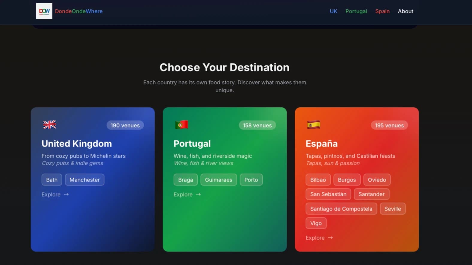 Donde Onde Where website preview