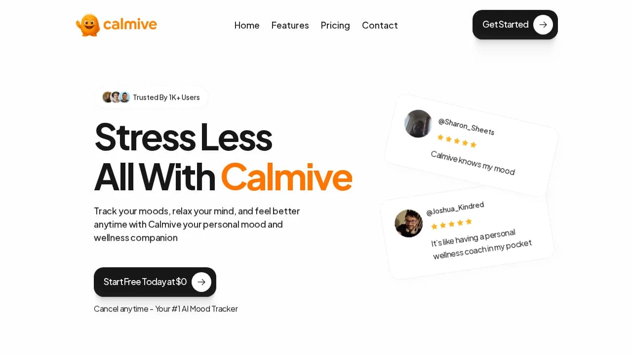 calmive.io website preview